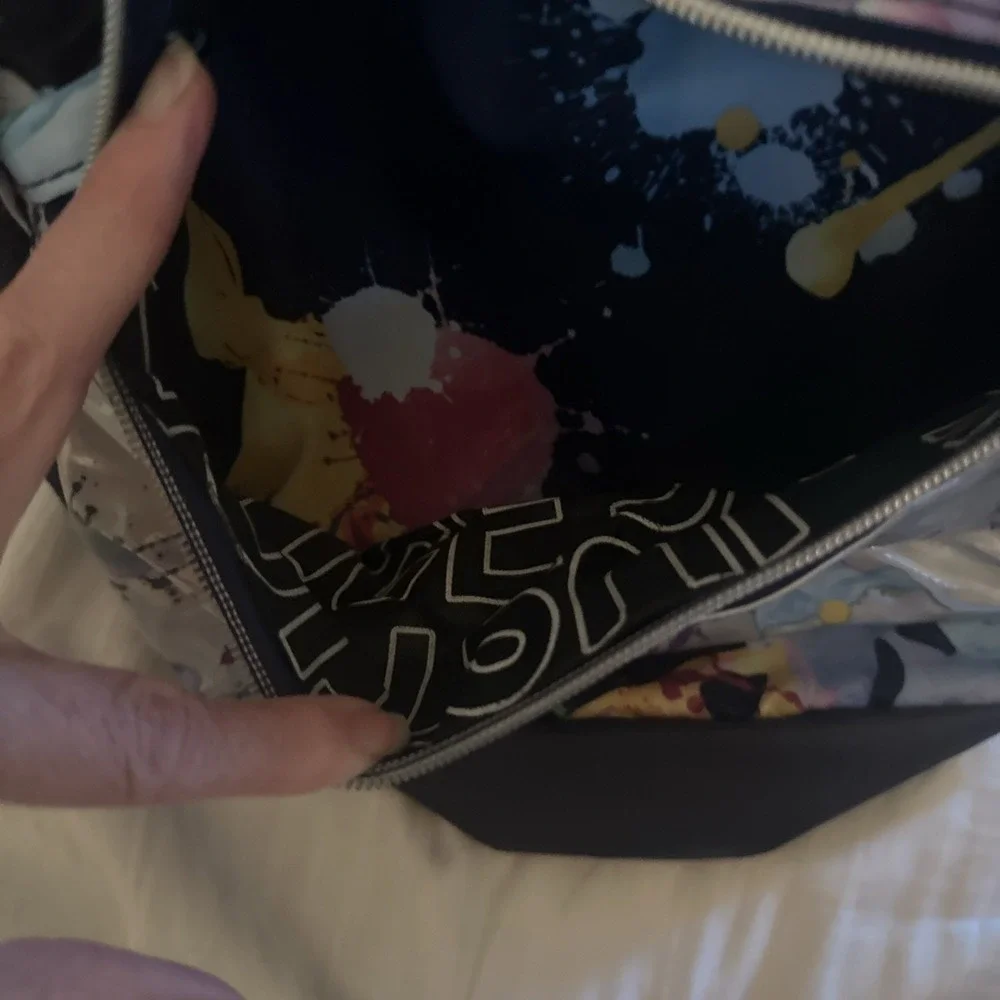 Justice 2004 Exclusive Backpack Paint Splatter  Iridescent Front Pocket 17
